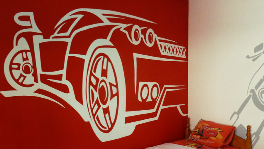 Boy's room wall mural