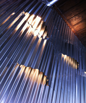 Corrugated iron lighted wall